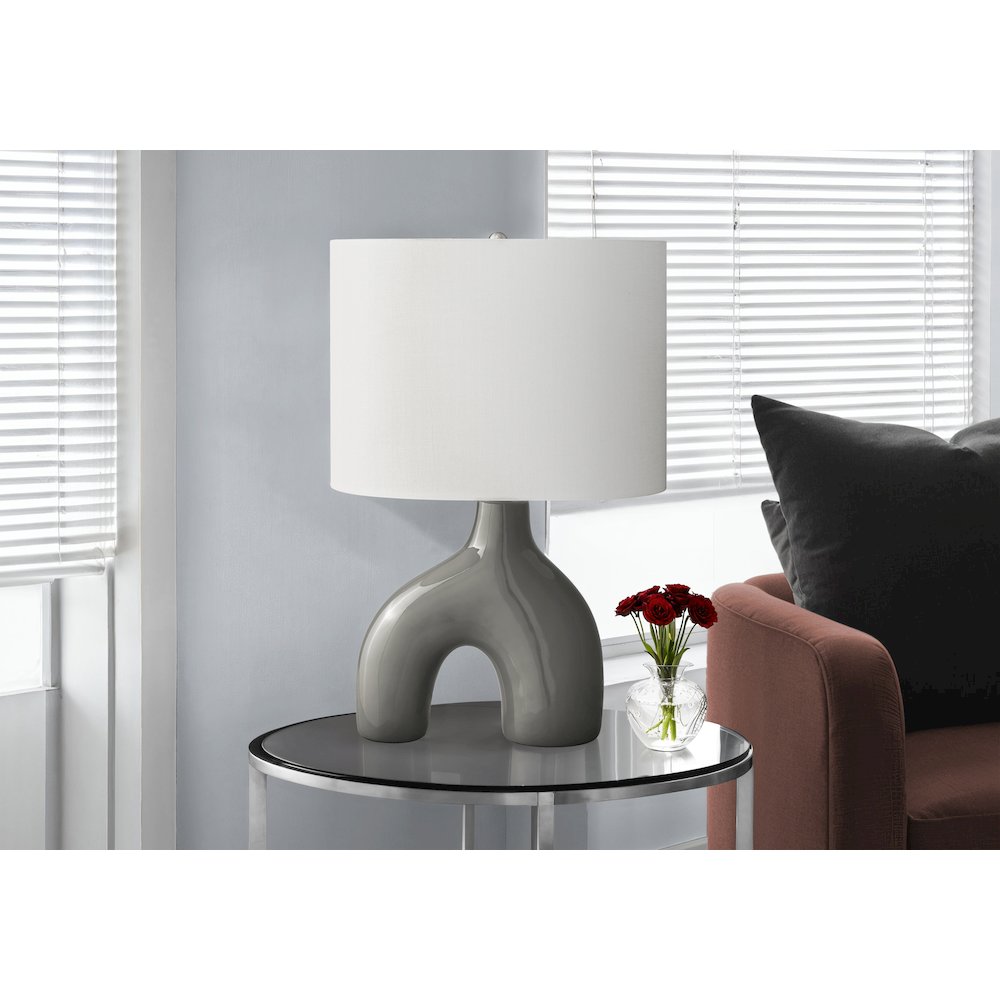 25''H, Table Lamp, Dark Grey Ceramic, Ivory / Cream Shade, Contemporary, Modern - Monarch