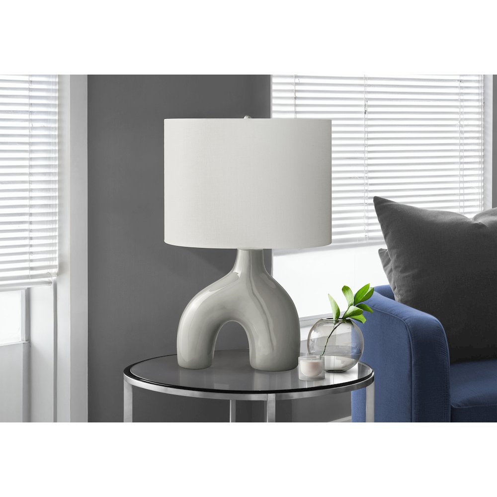 25''H, Table Lamp, Grey Ceramic, Ivory / Cream Shade, Contemporary, Modern - Monarch