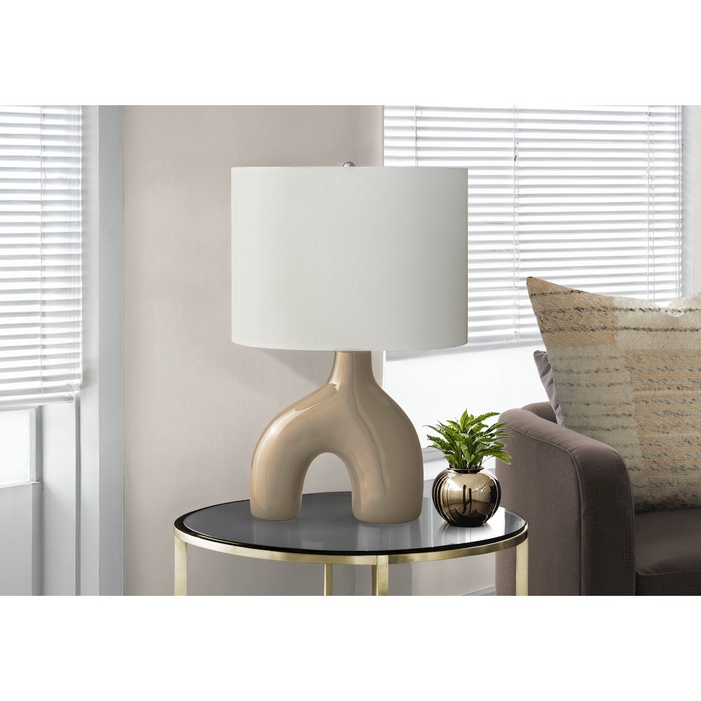 25''H, Table Lamp, Brown Ceramic, Ivory / Cream Shade, Contemporary, Modern - Monarch
