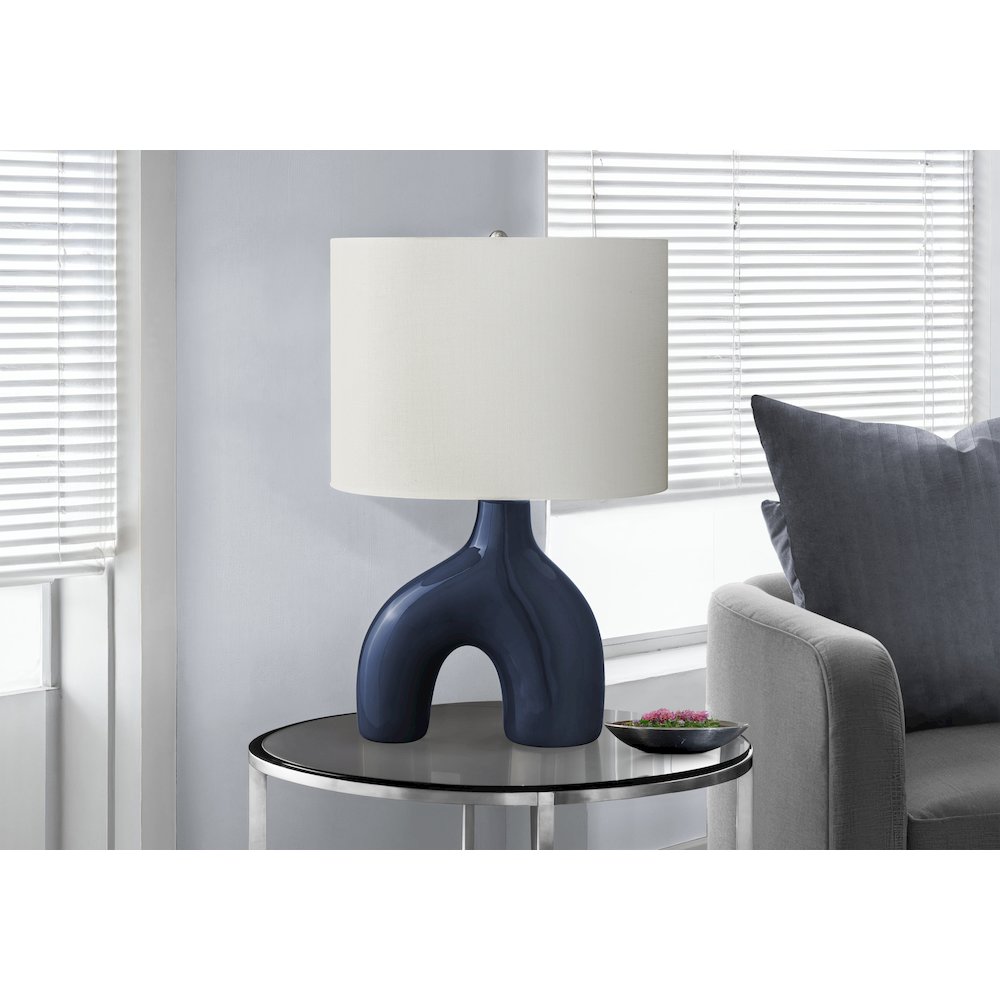 25''H, Table Lamp, Blue Ceramic, Ivory / Cream Shade, Contemporary, Modern - Monarch
