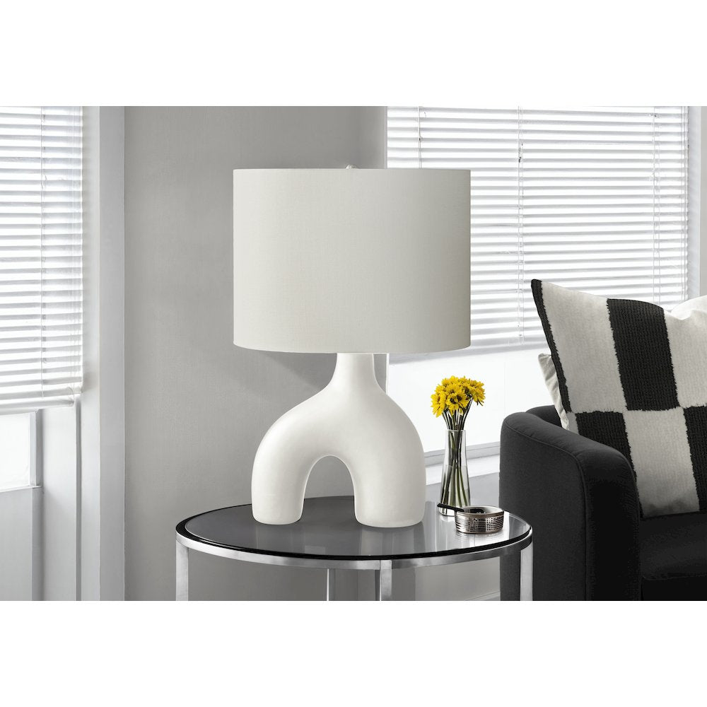 25''H, Table Lamp, White Ceramic, Ivory / Cream Shade, Contemporary, Modern - Monarch