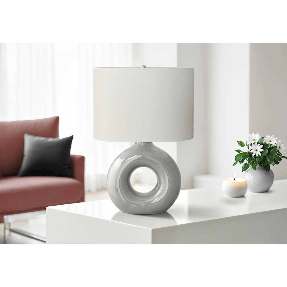 24''H, Table Lamp, Grey Ceramic, Ivory / Cream Shade, Contemporary, Modern - Monarch