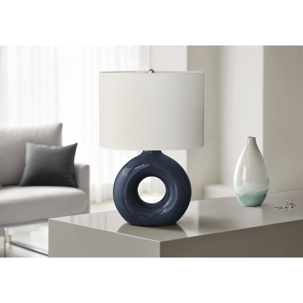 24''H, Table Lamp, Blue Ceramic, Ivory / Cream Shade, Contemporary, Modern - Monarch