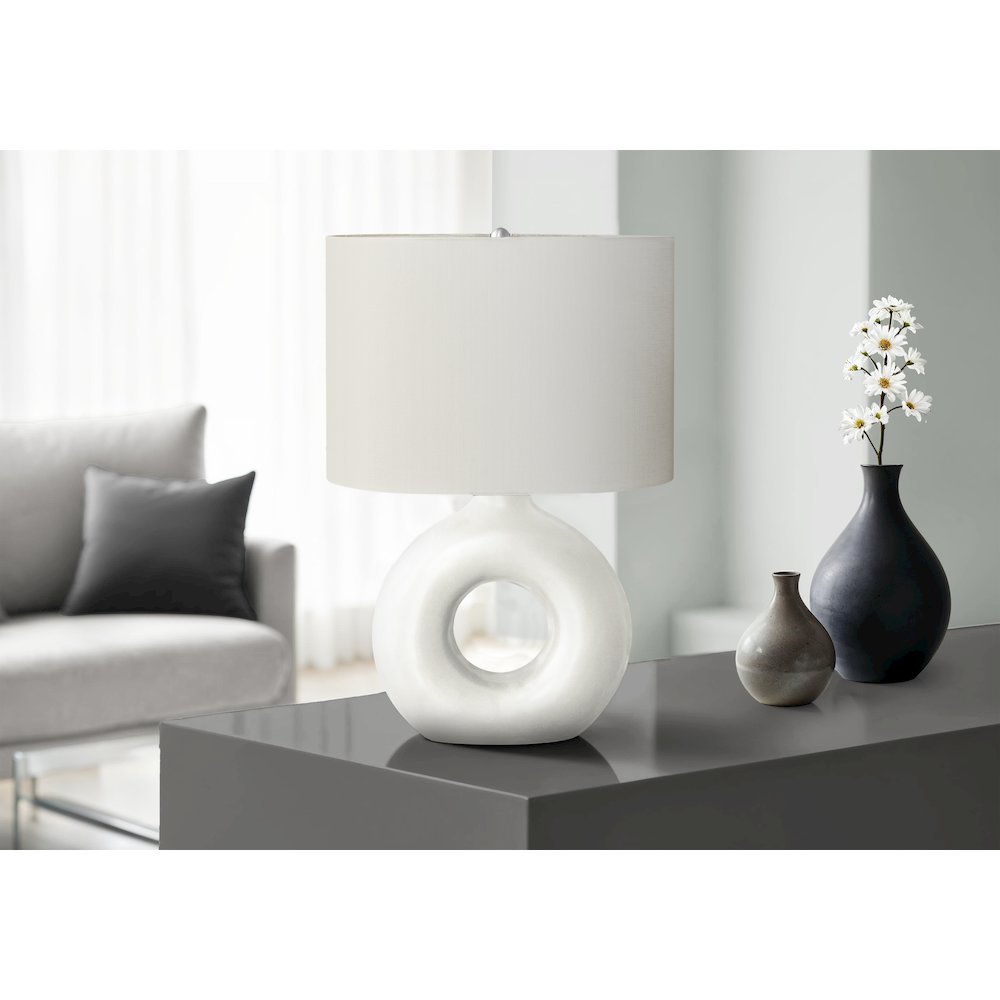 24''H, Table Lamp, White Ceramic, Ivory / Cream Shade, Contemporary, Modern - Monarch