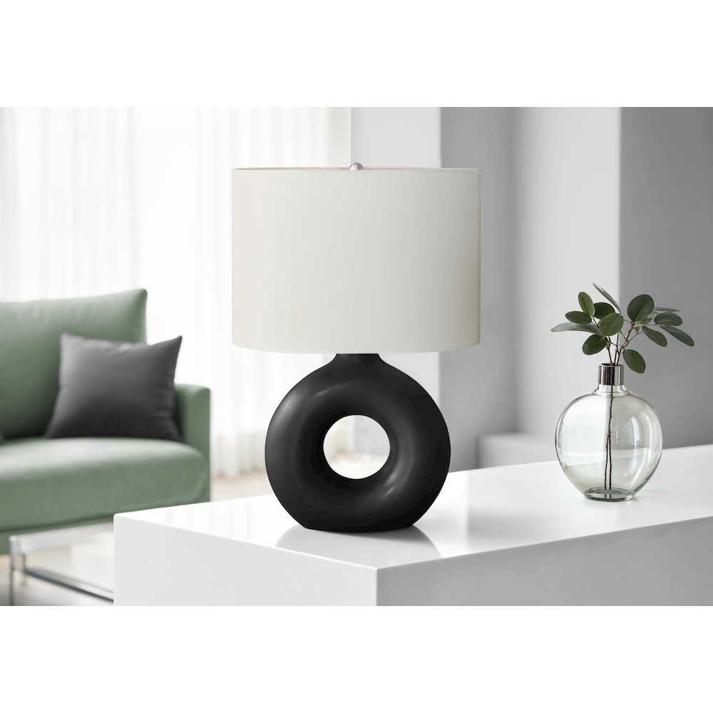24''H, Table Lamp, Black Ceramic, Ivory / Cream Shade, Contemporary, Modern - Monarch