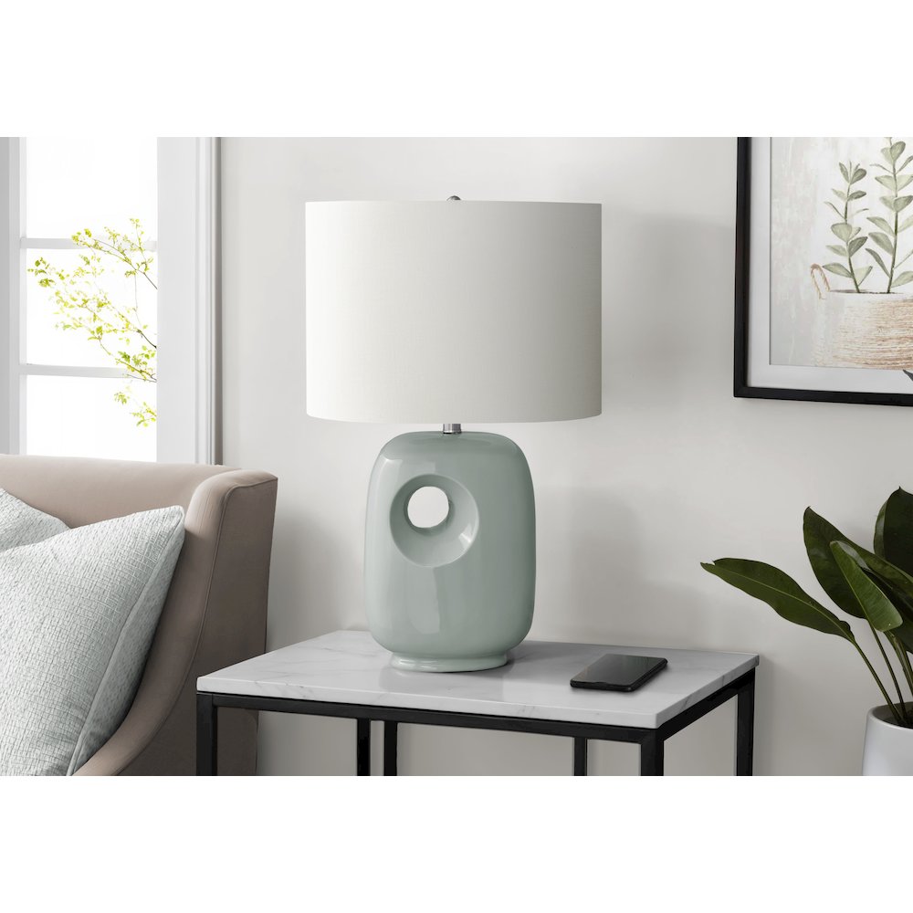 26''H, Table Lamp, Green Ceramic, Ivory / Cream Shade, Contemporary, Modern - Monarch
