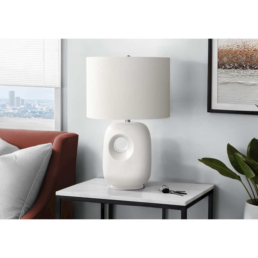 26''H, Table Lamp, White Ceramic, Ivory / Cream Shade, Contemporary, Modern - Monarch