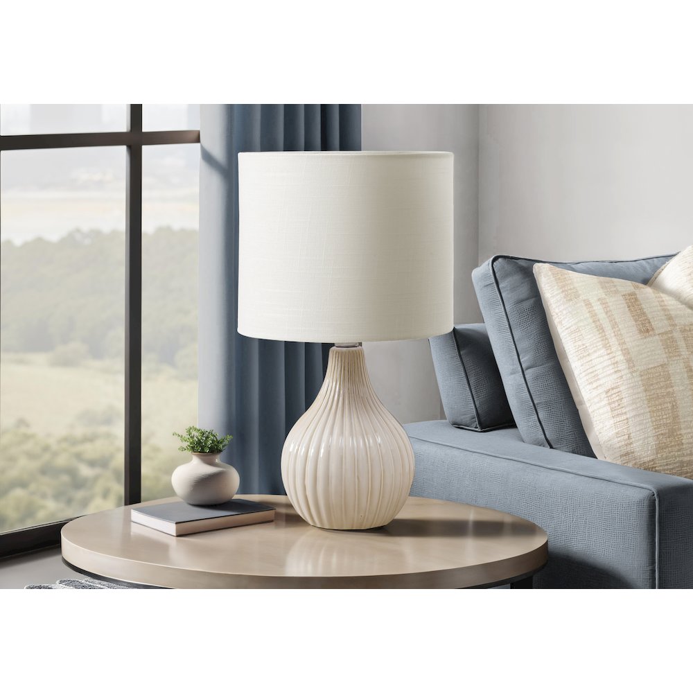 17''H, Table Lamp, Beige Ceramic, Ivory / Cream Shade, Contemporary, Modern - Monarch