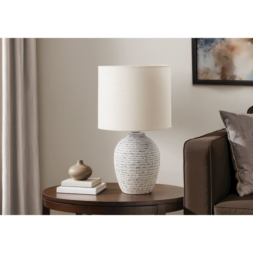 17''H, Table Lamp, Ivory Ceramic, Ivory / Cream Shade, Contemporary, Modern - Monarch
