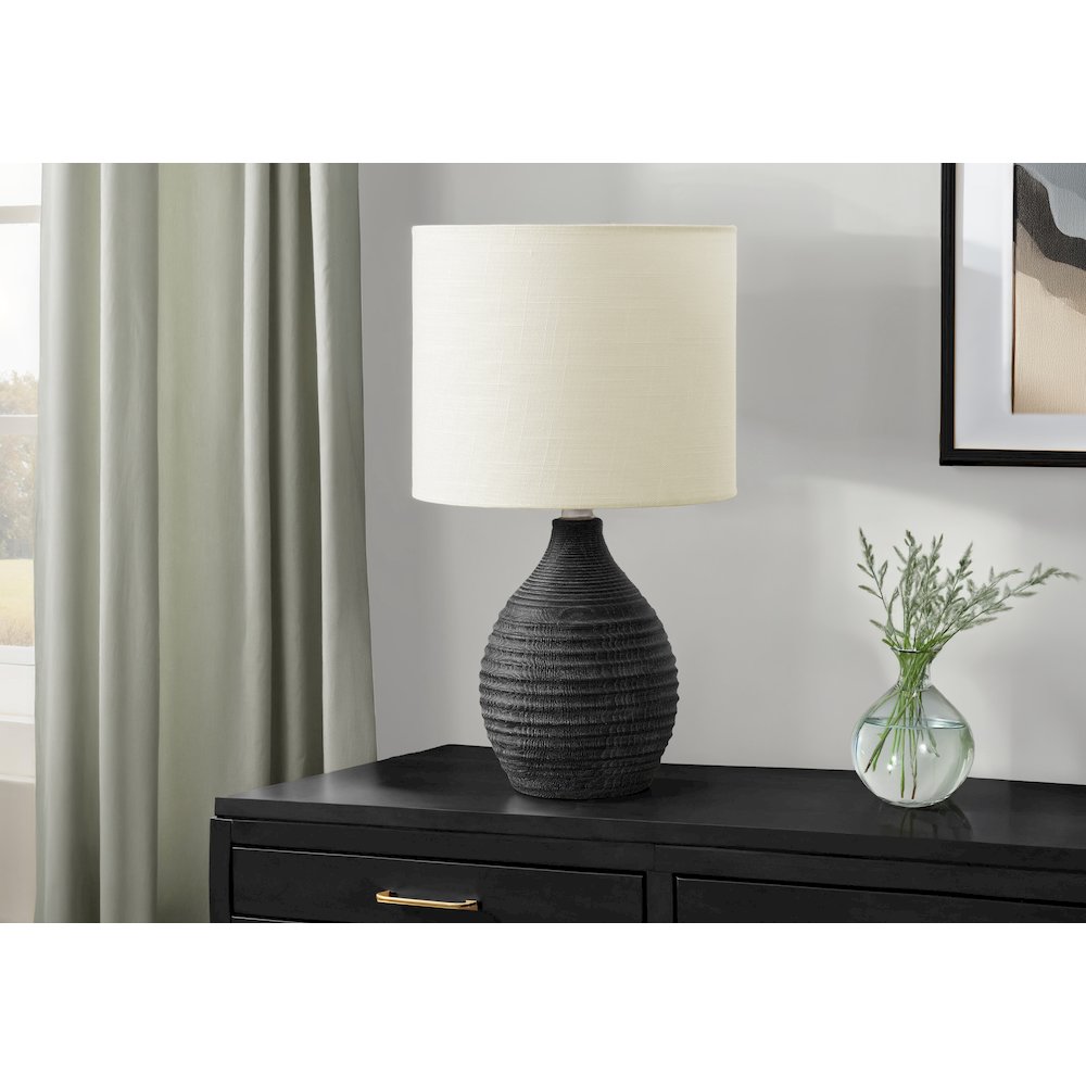 17''H, Table Lamp, Grey Resin, Ivory / Cream Shade, Contemporary, Modern - Monarch