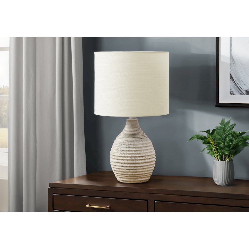 17''H, Table Lamp, Ivory Resin, Ivory / Cream Shade, Contemporary, Modern - Monarch