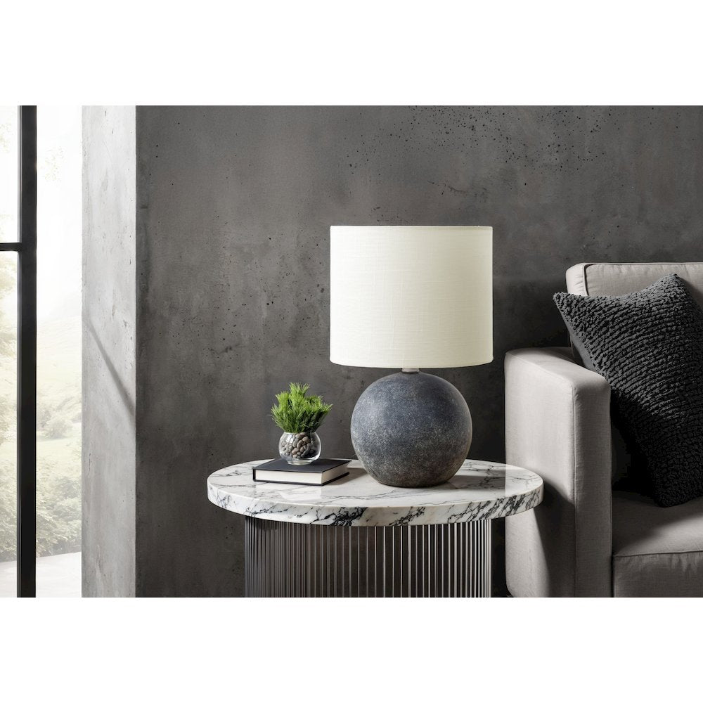 Lighting, Table Lamp, 16''H, Grey Concrete, Ivory / Cream Shade - Monarch