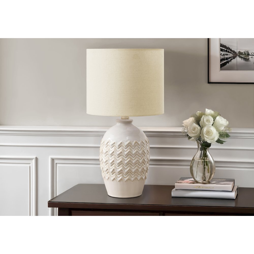 Lighting, Table Lamp, 19''H, Ivory Ceramic, Ivory / Cream Shade, Transitional - Monarch