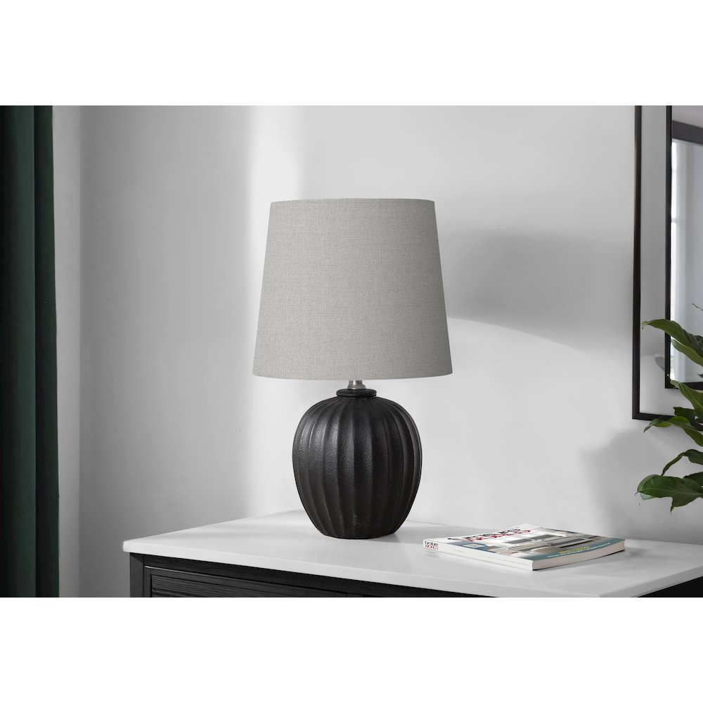 Lighting, 19''H, Table Lamp, Black Resin, Grey Shade, Transitional - Monarch
