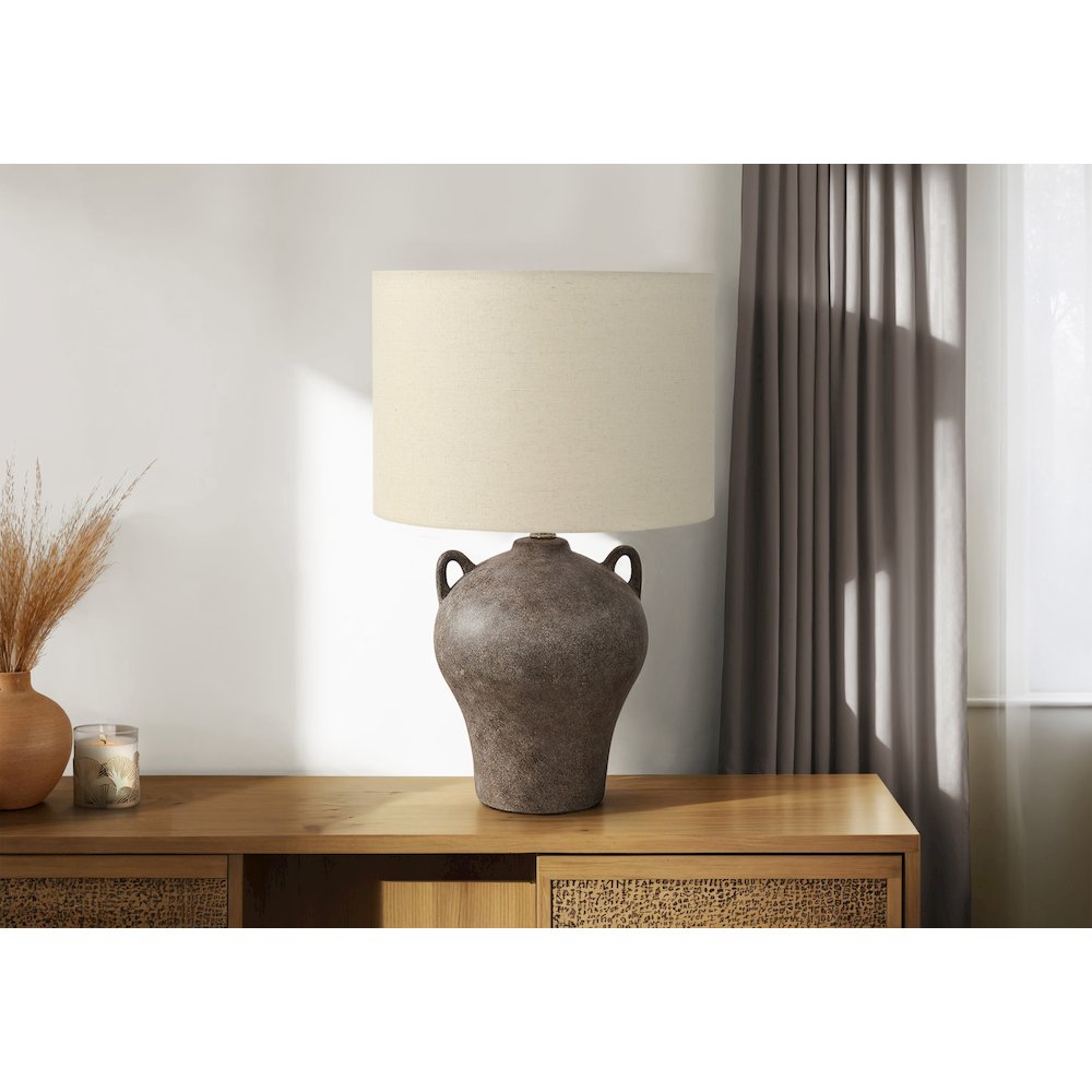 Lighting, 22''H, Table Lamp, Brown Ceramic, Beige Shade, Transitional - Monarch