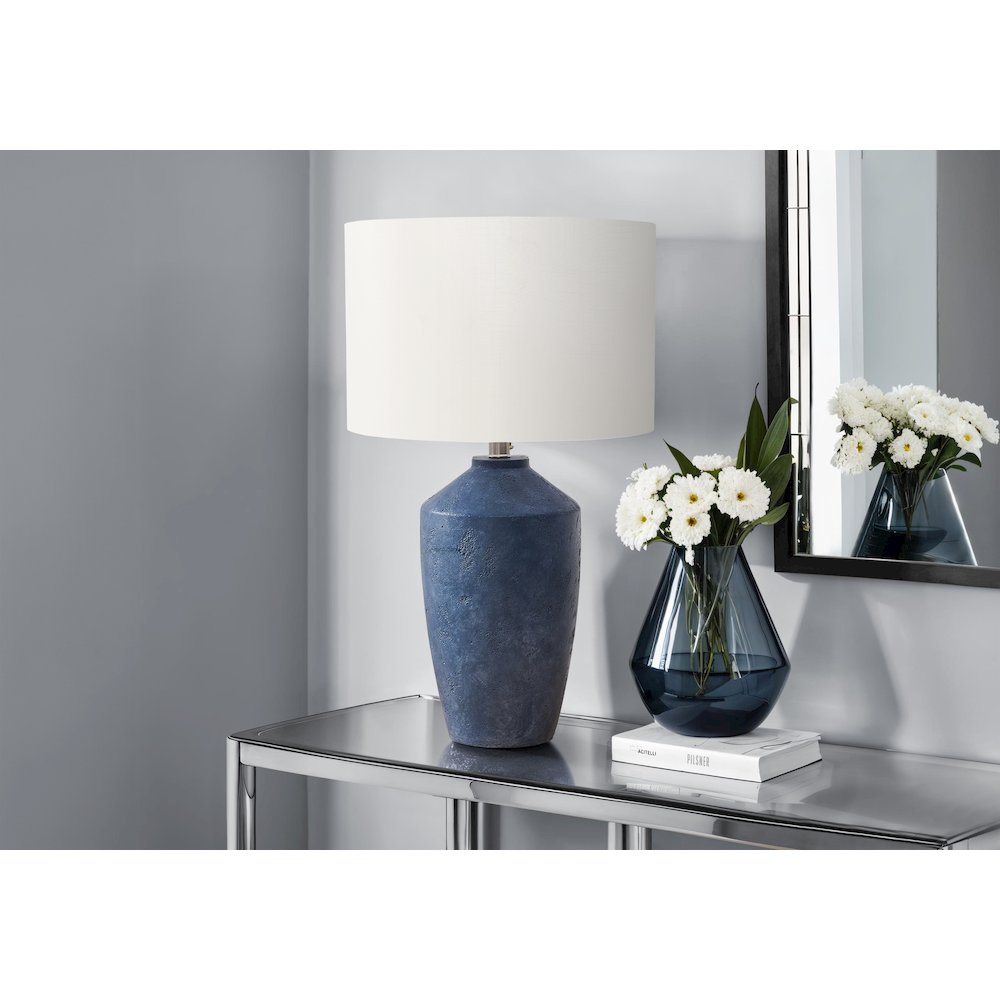 25''H, Table Lamp, Blue Concrete, Ivory / Cream Shade, Contemporary, Modern - Monarch