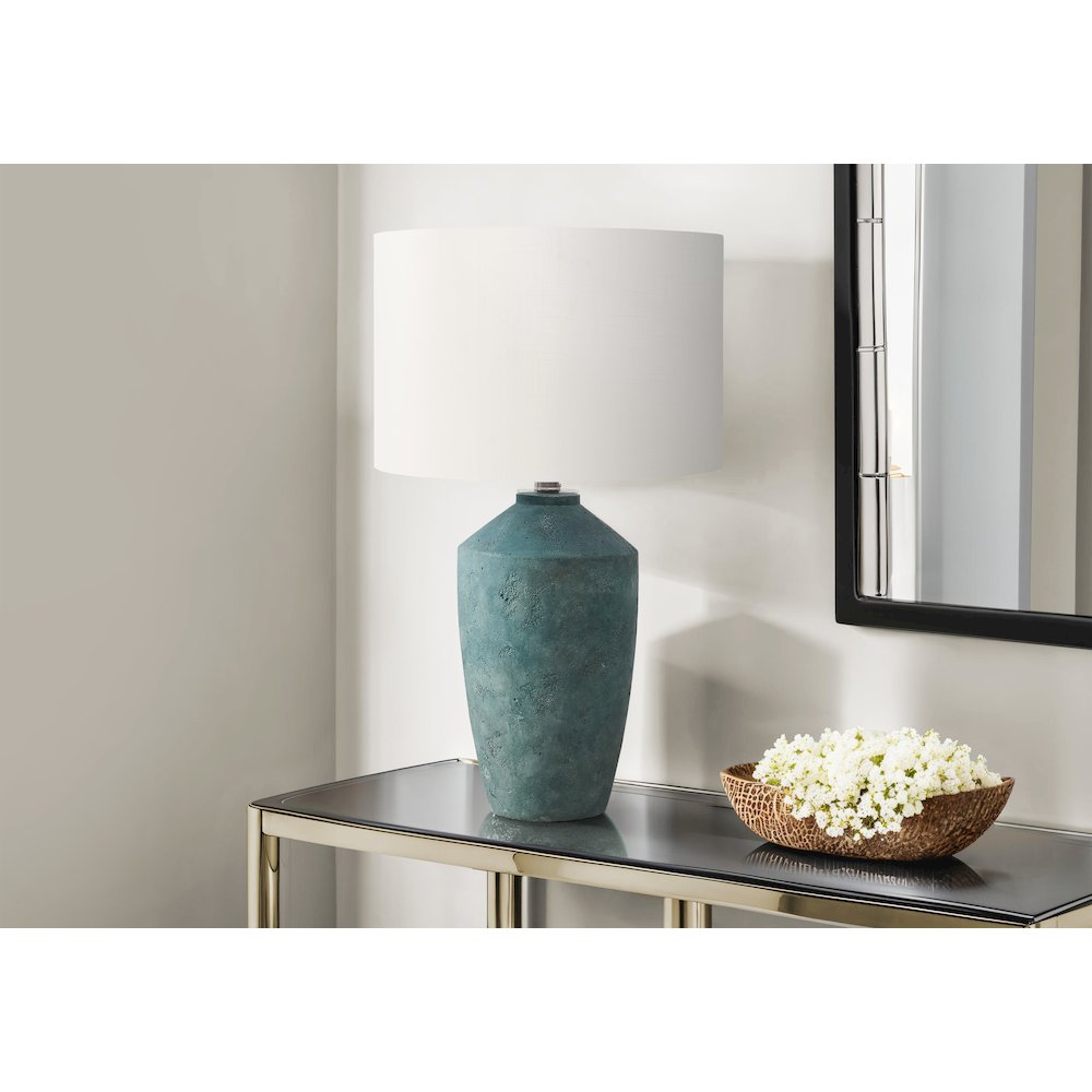 25''H, Table Lamp, Green Concrete, Ivory / Cream Shade, Contemporary, Modern - Monarch
