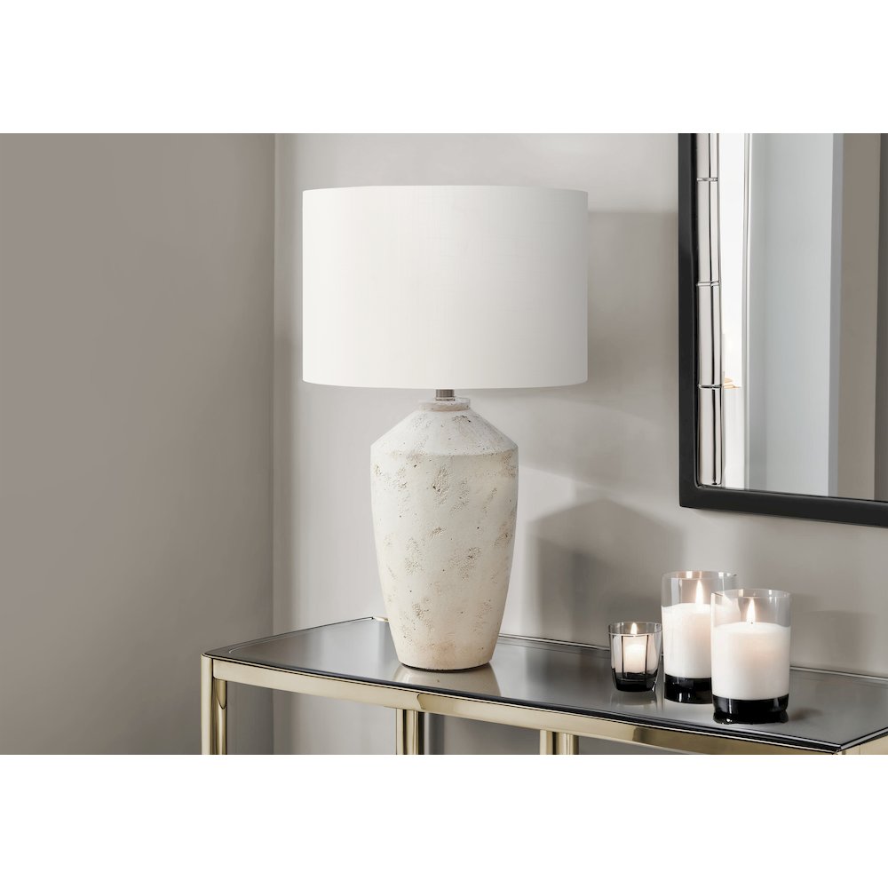 25''H, Table Lamp, Ivory Concrete, Ivory / Cream Shade, Contemporary, Modern - Monarch