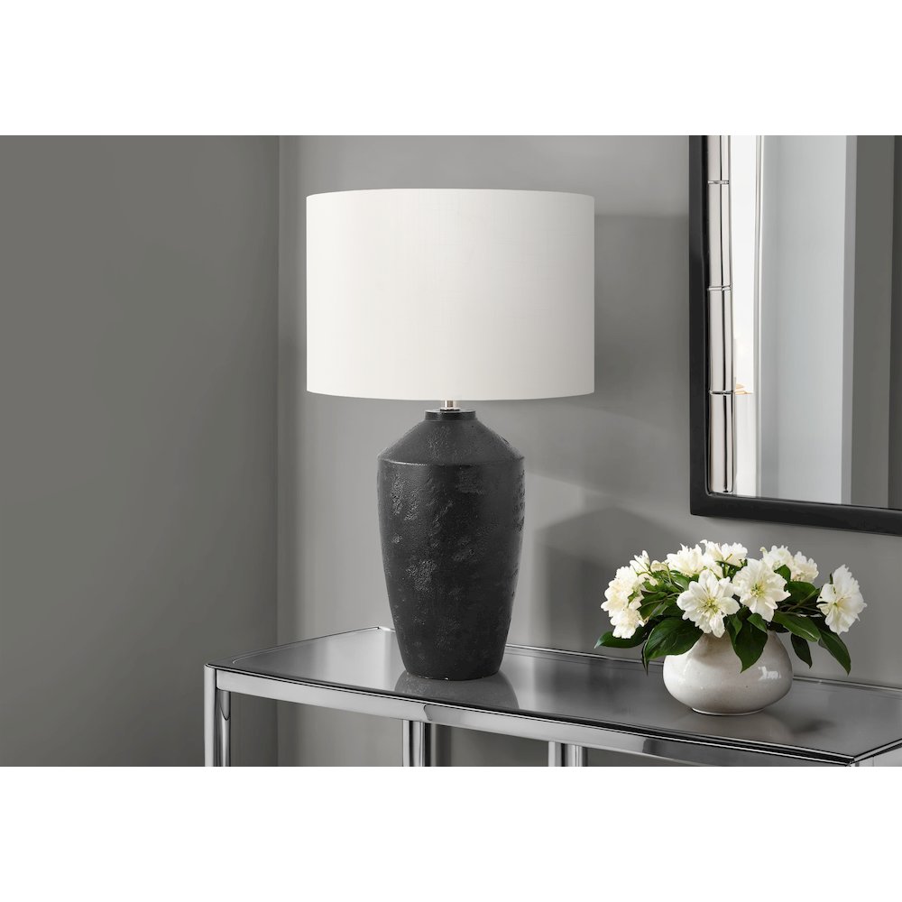 25''H, Table Lamp, Black Concrete, Ivory / Cream Shade, Contemporary, Modern - Monarch