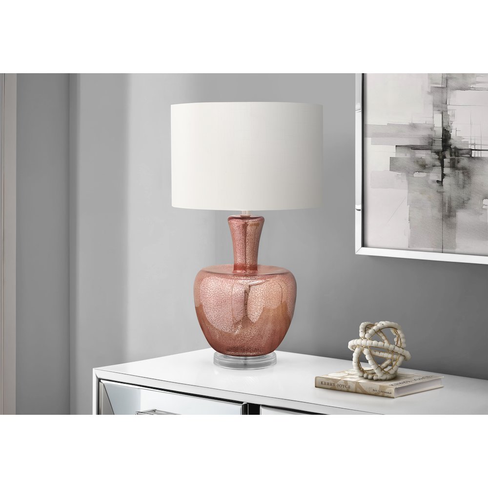 26''H, Table Lamp, Dusty Rose Glass, Ivory / Cream Shade, Contemporary, Modern - Monarch