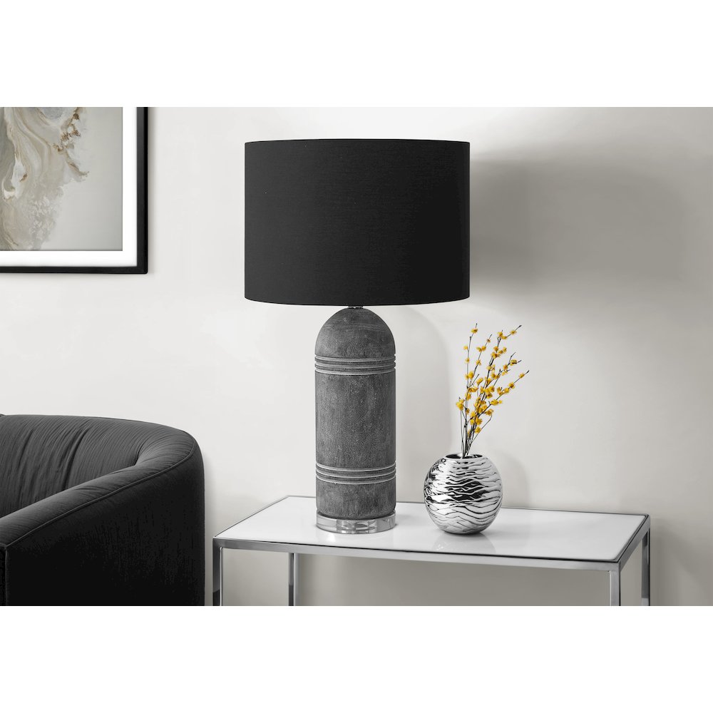 Lighting, 28''H, Table Lamp, Grey Resin, Black Shade, Contemporary, Modern - Monarch