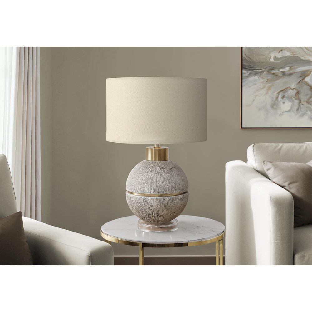 26''H, Table Lamp, Brown / Gold Resin, Beige Shade, Contemporary, Modern - Monarch