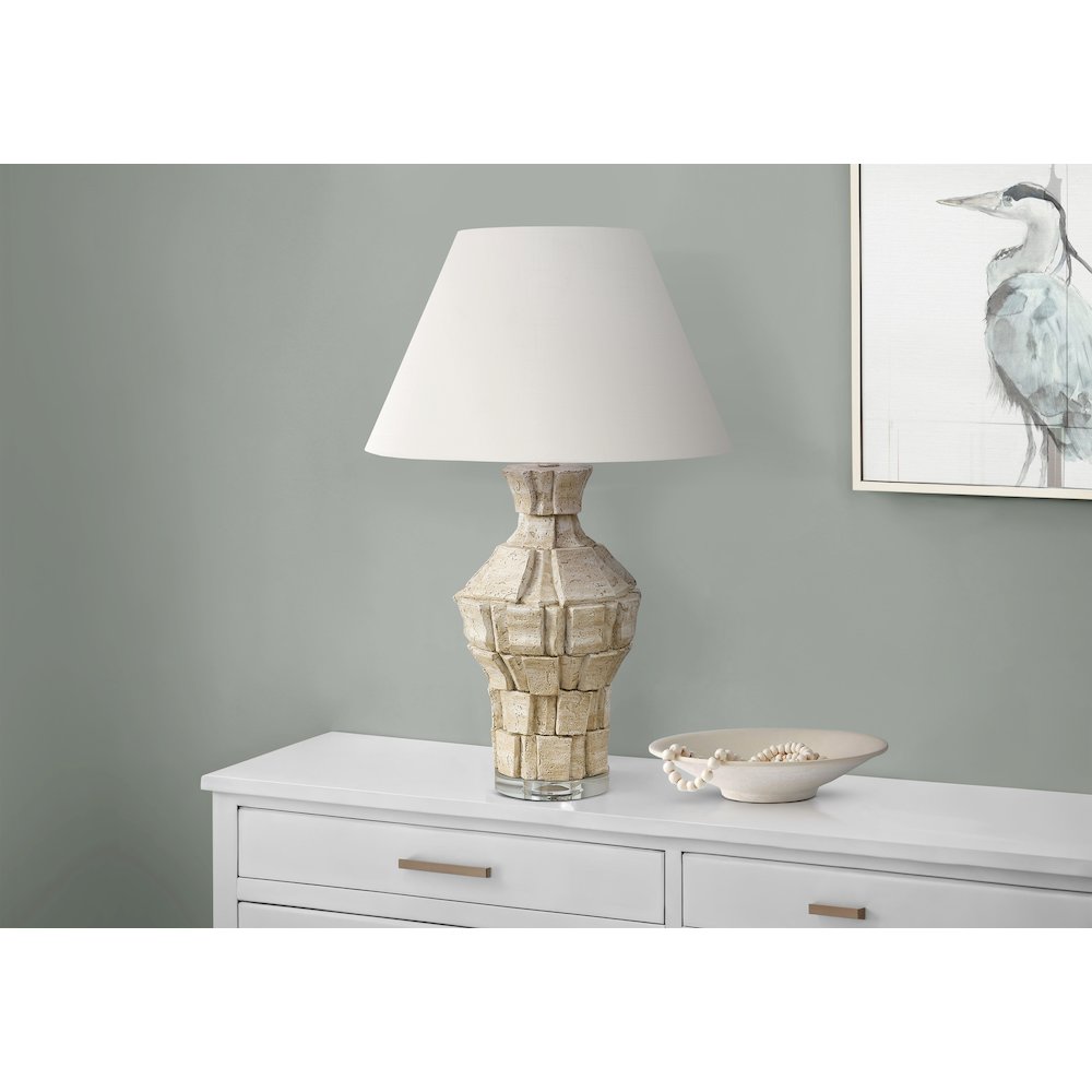 28''H, Table Lamp, Beige Resin, Ivory / Cream Shade, Contemporary, Modern - Monarch
