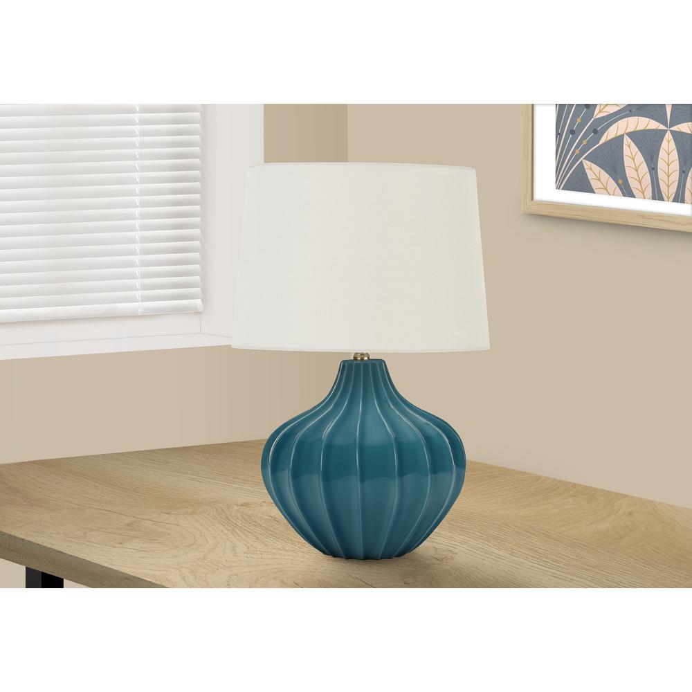 Lighting, 24''H, Table Lamp, Blue Ceramic, Ivory / Cream Shade, Transitional - Monarch