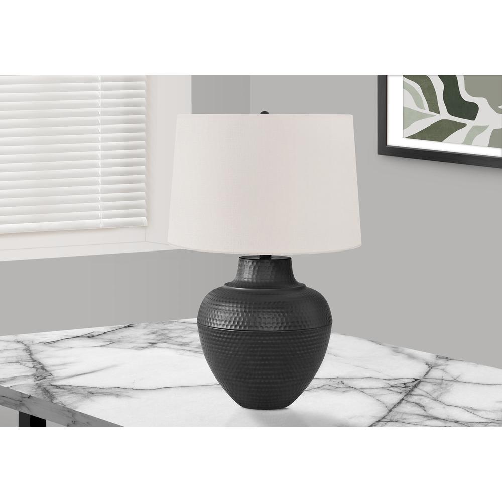 Lighting, 26''H, Table Lamp, Black Metal, Ivory / Cream Shade, Transitional - Monarch