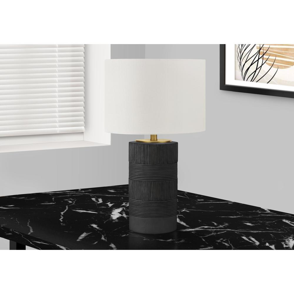 Lighting, 24''H, Table Lamp, Black Resin, Ivory / Cream Shade, Contemporary - Monarch