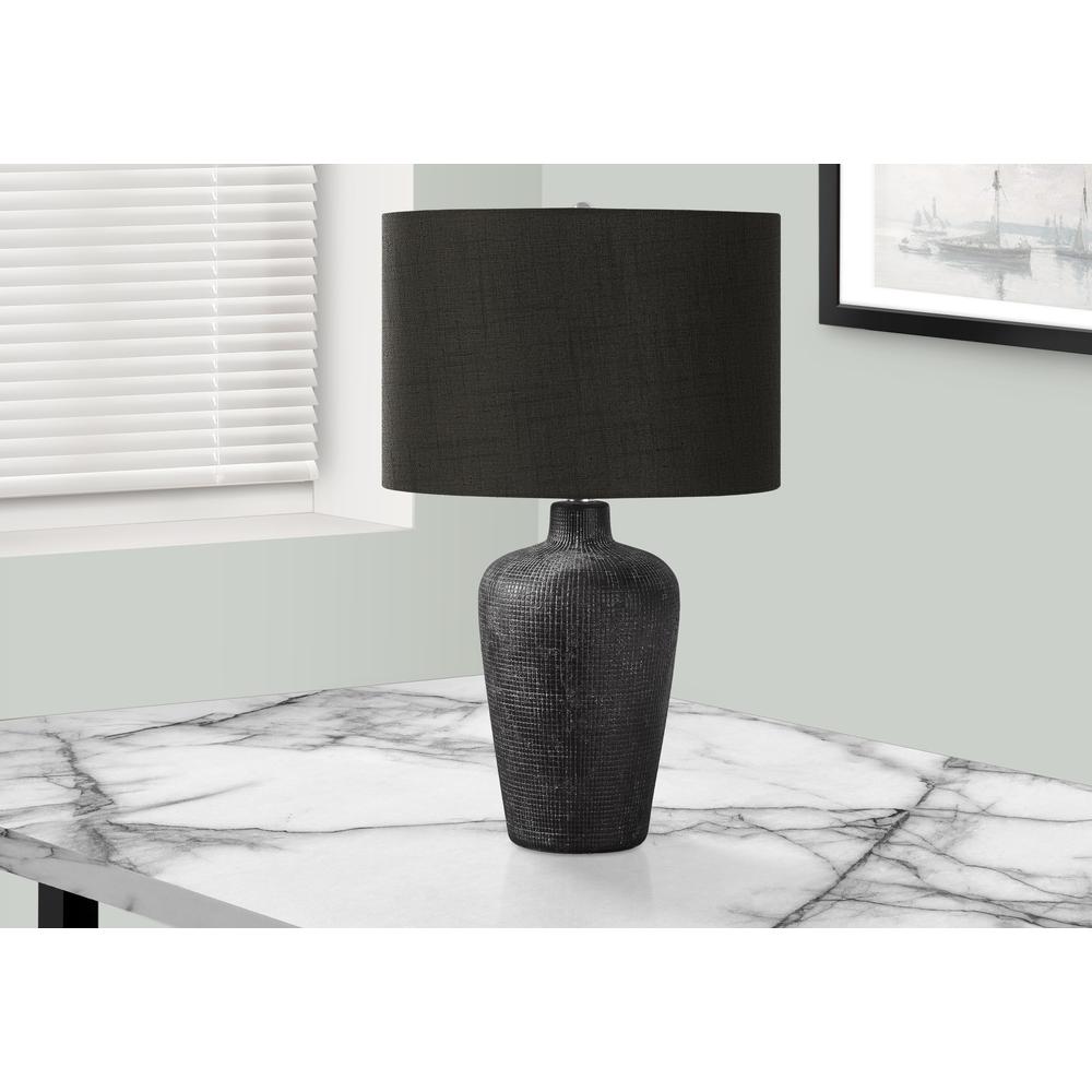 Lighting, Table Lamp, 24''H, Black Ceramic, Black Shade, Contemporary - Monarch