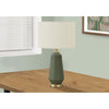 =''Lighting, 26''''H, Table Lamp, Green Ceramic, Ivory / Cream Shade, Contemporary - Monarch