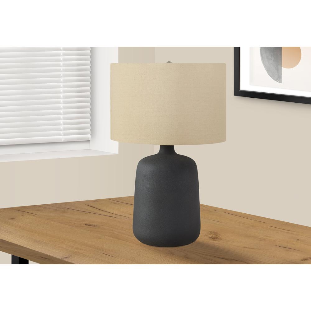 Lighting, 24''H, Table Lamp, Black Ceramic, Beige Shade, Contemporary - Monarch