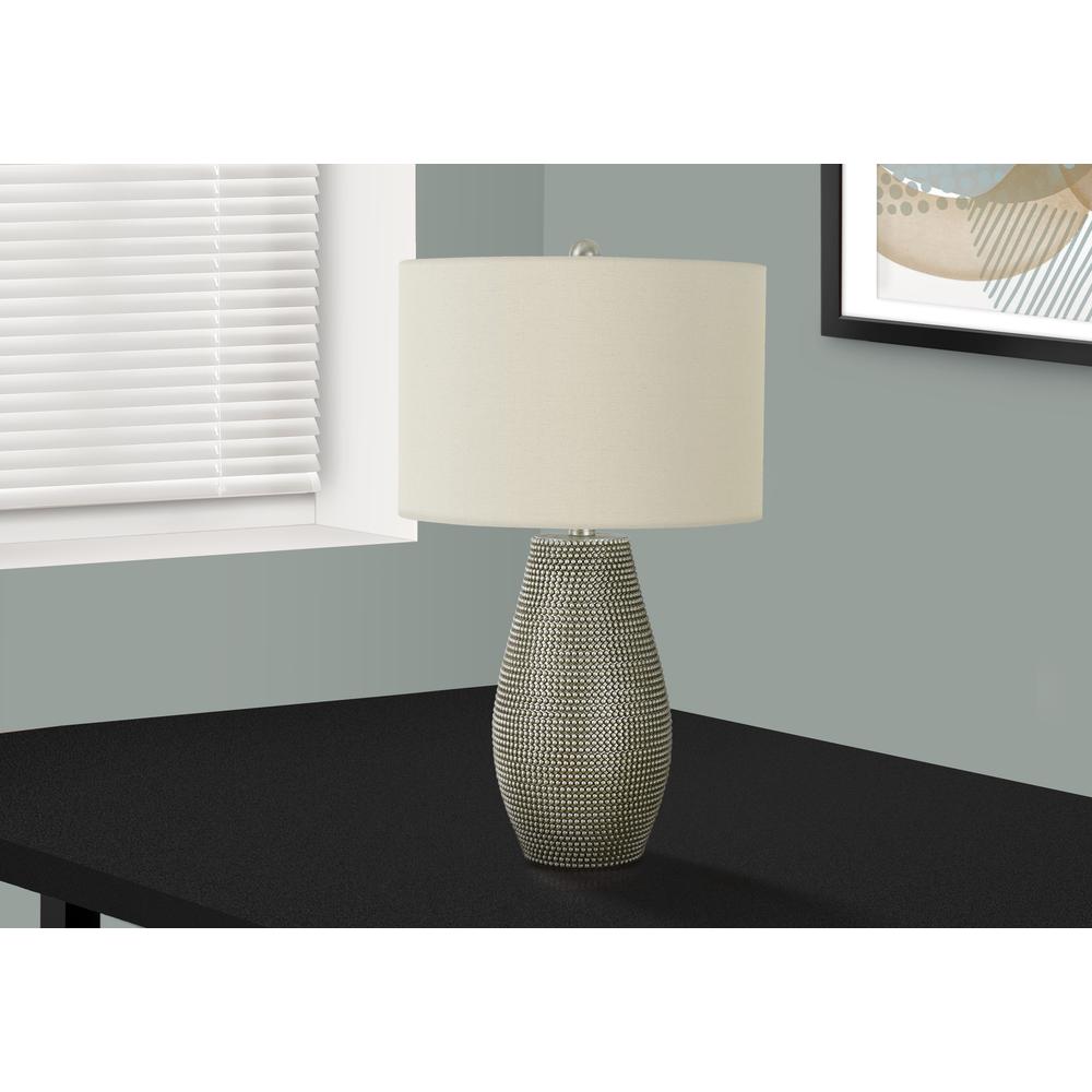 Lighting, 24''H, Table Lamp, Grey Resin, Ivory / Cream Shade, Contemporary - Monarch