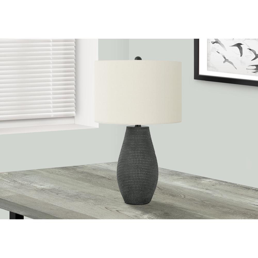 Lighting, 24''H, Table Lamp, Black Resin, Ivory / Cream Shade, Contemporary - Monarch
