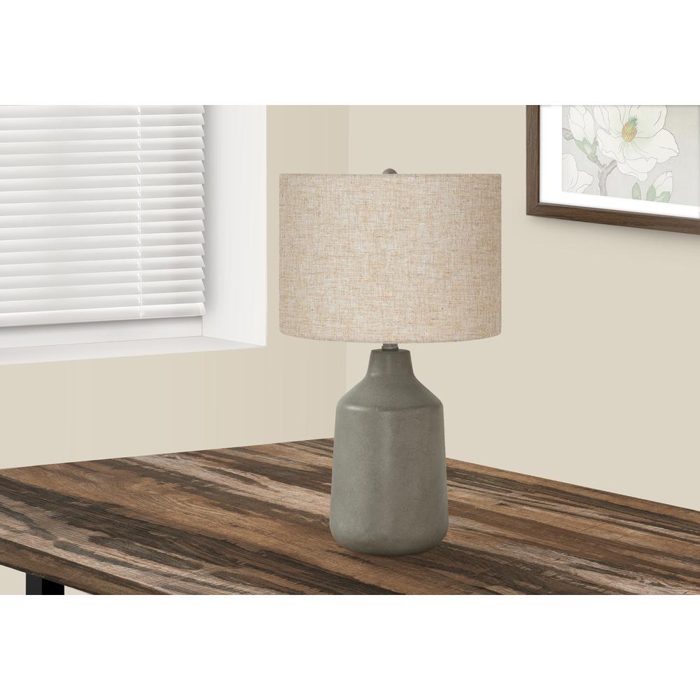Lighting, 24''H, Table Lamp, Grey Concrete, Beige Shade, Contemporary - Monarch
