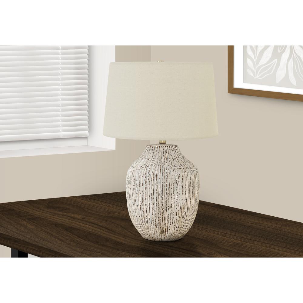 =''Lighting, 26''''H, Table Lamp, Cream Ceramic, Ivory / Cream Shade, Transitional - Monarch