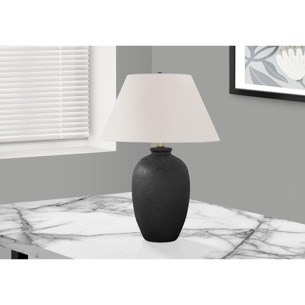 Lighting, 24''H, Table Lamp, Black Ceramic, Ivory / Cream Shade, Modern - Monarch