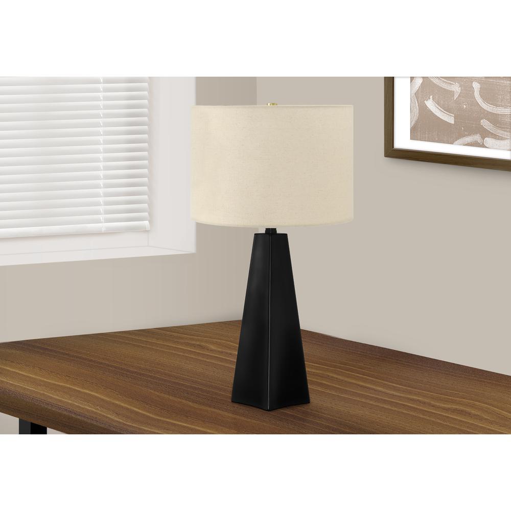 Lighting, 27''H, Table Lamp, Black Resin, Beige Shade, Modern - Monarch