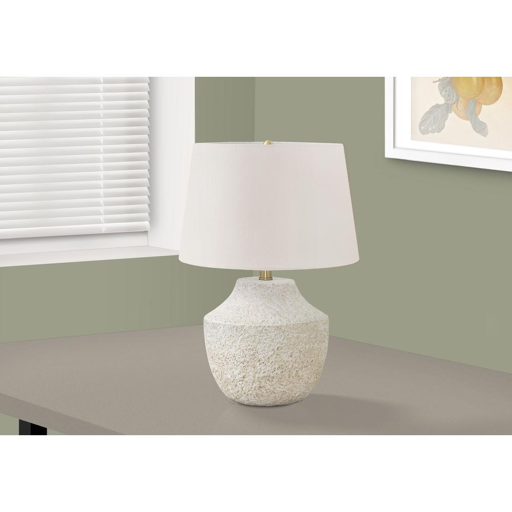 Lighting, 20''H, Table Lamp, Cream Concrete, Ivory / Cream Shade, Modern - Monarch