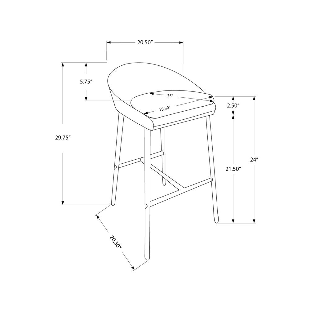 Bar Stool, Set Of 2, Counter Height, Kitchen, Chrome - Monarch