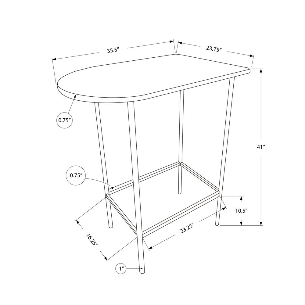 Home Bar, Bar Table, Bar Height, Pub, 36 Rectangular, Small, Kitchen, White - Monarch