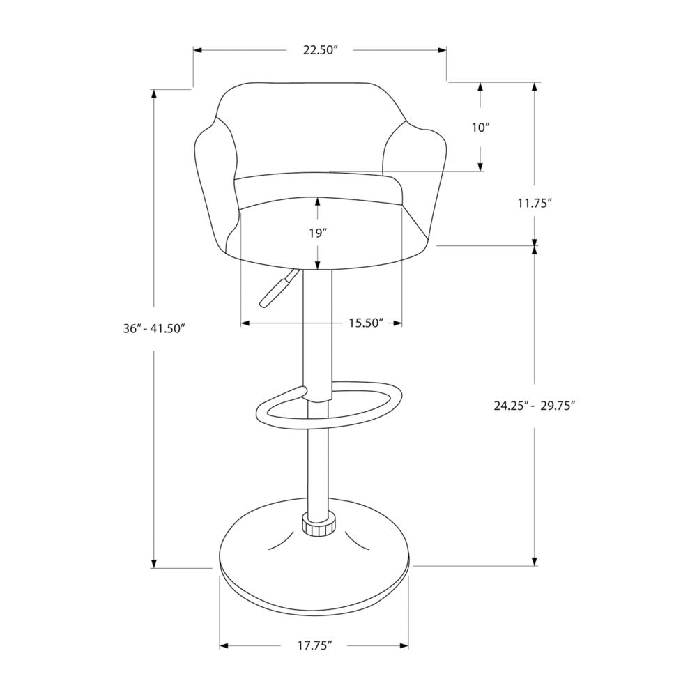 Bar Stool, Swivel, Bar Height, Adjustable, White - Monarch