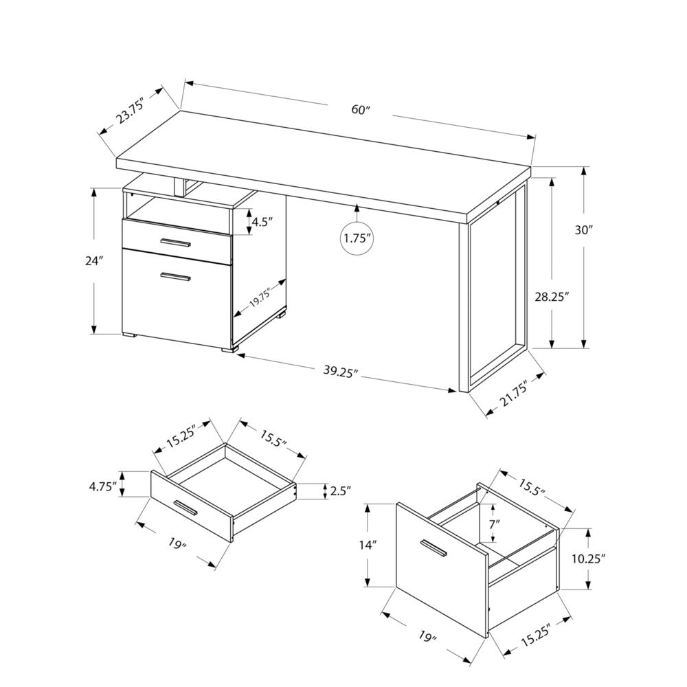 Computer Desk, Home Office, Laptop, Left, Right Set-up, Storage Drawers, 60 - Monarch