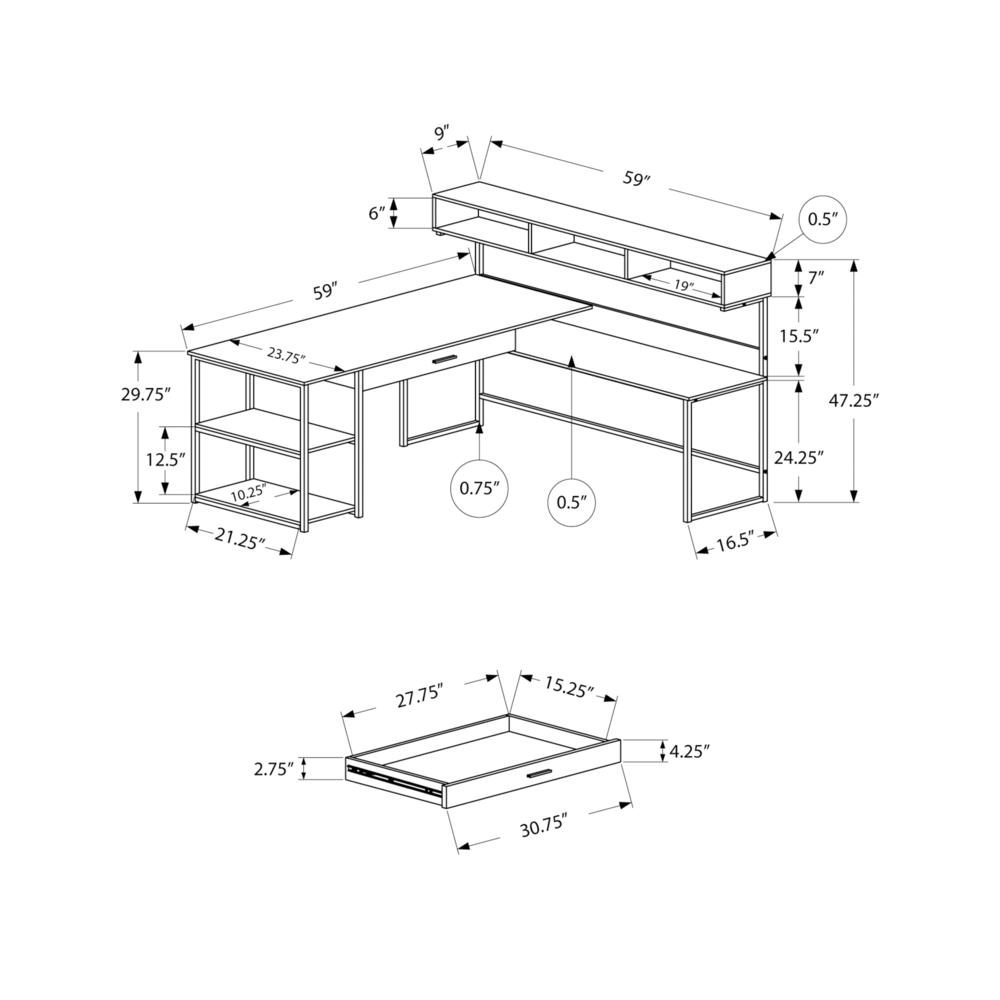 Computer Desk, Home Office, Corner, Storage Drawers, L Shape, Work, Laptop - Monarch
