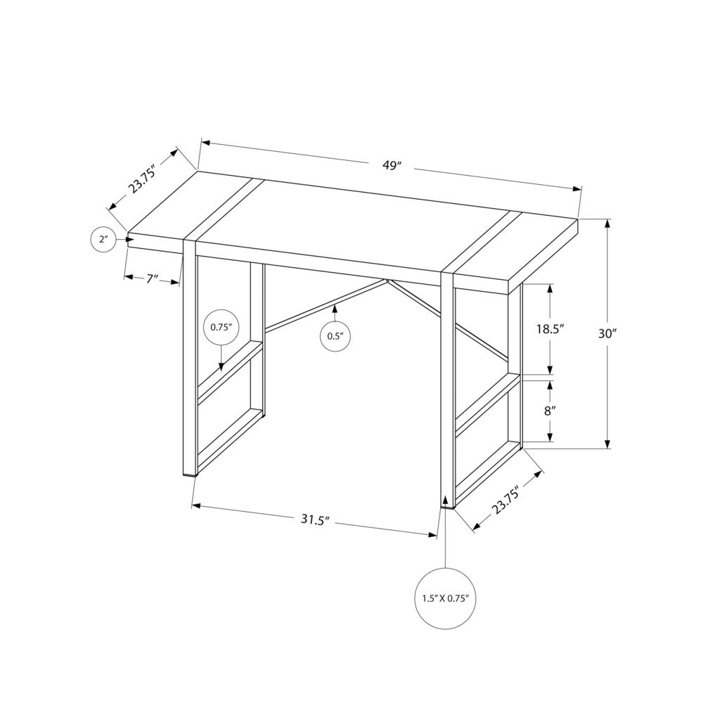 Computer Desk, Home Office, Laptop, 48L, Work, Grey Laminate, Black - Monarch