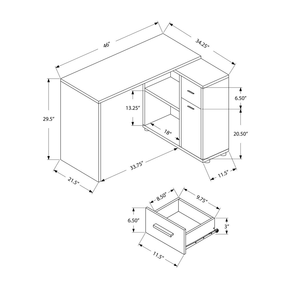 Computer Desk, Home Office, Corner, Storage Drawers, 46L, L Shape, Work - Monarch