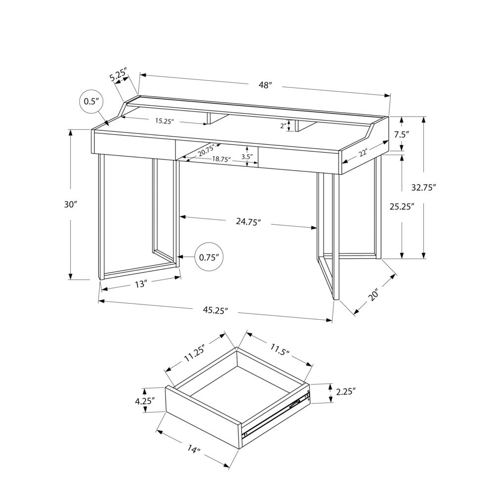 Computer Desk, Home Office, Laptop, Storage Drawers, 48L, Work, Brown Laminate - Monarch