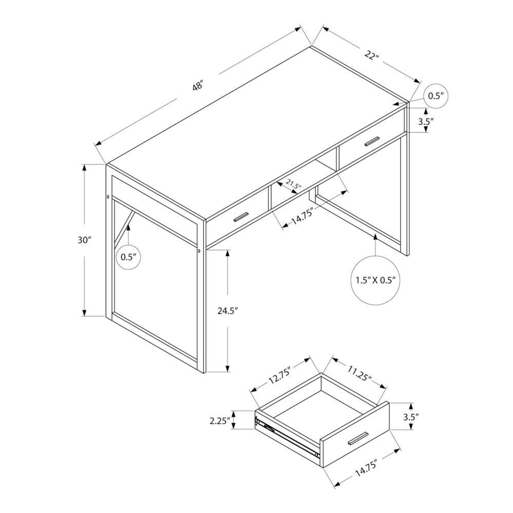 Computer Desk, Home Office, Laptop, Storage Drawers, 48L, Work, Brown Laminate - Monarch