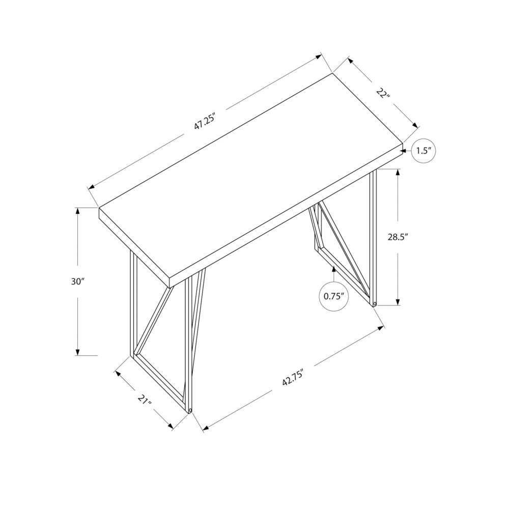 Computer Desk, Home Office, Laptop, 48L, Work, White Laminate, Grey - Monarch